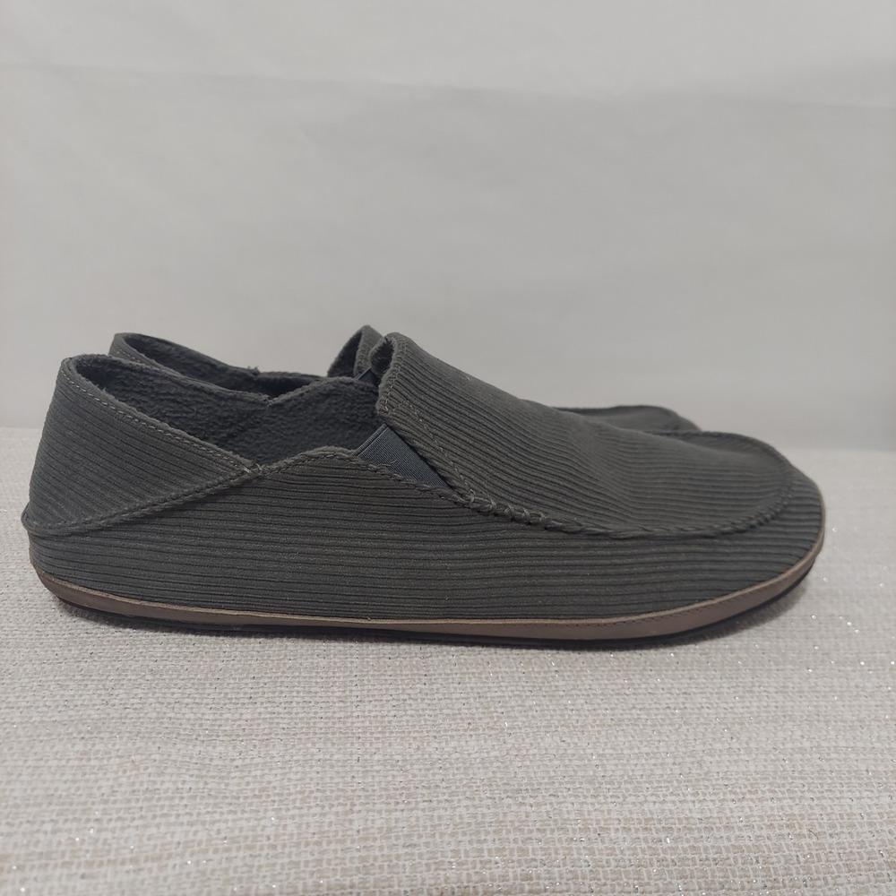 Olukai Moloa Slippers Gray Corduroy Slip On Comfort Casual‎ Shoes Men's 15